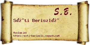 Sóti Beriszló névjegykártya